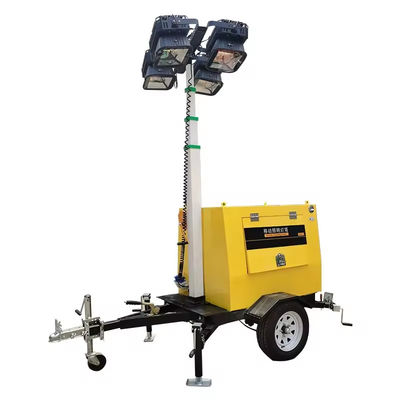7M 9M Trailer Type Tower Durable Lighting Tool LED Mobile Diesel Generator Lifting Lighting Tower