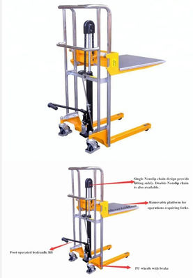 Light Stacker Moveable Panel Manual Winch Forklift Manual Trolley Pallet Stacker