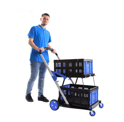 Trolley Double Folding Basket Trolley Easy Maneuvering