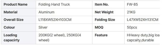 Big Wheel Trolleys Heavy Duty Truck Aluminum Hand Trolley
