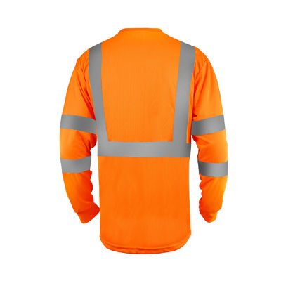 Fluorescent Orange Road Safety Products Safety Hi Vis Long Sleeve Shirts