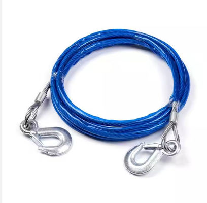 4M 5 Tons Steel Wire Tow Cable Tow Strap Towing Rope with Hooks for Heavy Duty Car Emergency