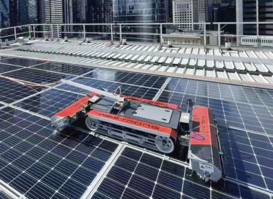 Rooftop Solar Panel Cleaning Robot Battery Powered Dry/Water Mode Photovoltaic Solar Cleaning Robot