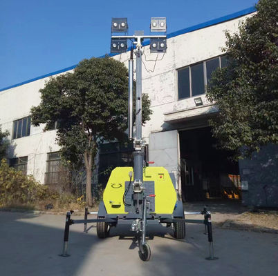 Portable 4*400W Mobile Trailer Water Cooled Lighting Tower With Led Light Construction Light Tower