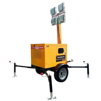 7M 9M Trailer Type Tower Durable Lighting Tool LED Mobile Diesel Generator Lifting Lighting Tower