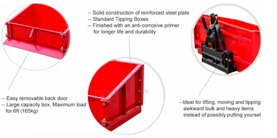 Agricultural Tractor 3 Point Tipping Transport Box 20-30HP Removable Swing Style