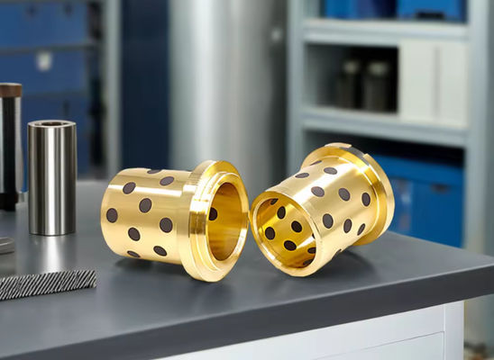 Self Lubricating Linear Bushing Bearing Copper Sleeve With Graphite Brass Bronze Flange For Efficient Machine Operation