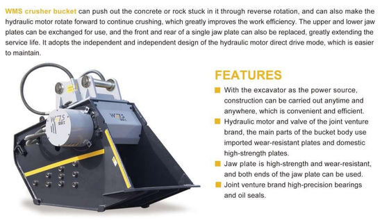 Crusher Bucket Jaw Excavator Attachment Rock WMS Crusher Bucket