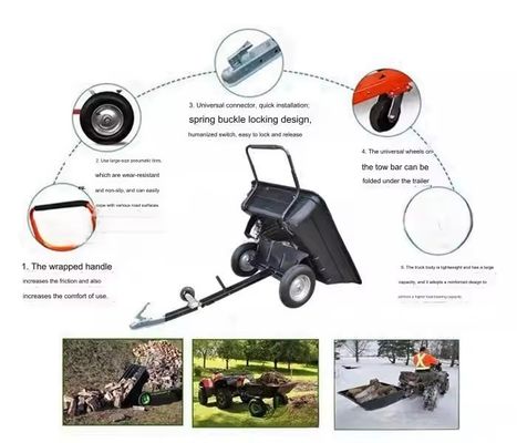 Hot Sale ATV Trailer Farm Garden Transportation Utility Tractor Truck Tow Tipping ATV Cart Trailer