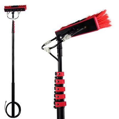 5 Sides Brush Head Solar Panel And Water Fed Pole Window Cleaning Brush Aluminum Telescopic Rod Cleaning Brush