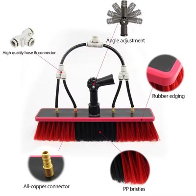 5 Sides Brush Head Solar Panel And Water Fed Pole Window Cleaning Brush Aluminum Telescopic Rod Cleaning Brush