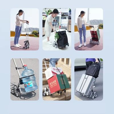 Folding Luggage Cart Compact Portable Luggage Cars Metal Foldable Supermarket Hand Cart Folding Shopping Trolleys