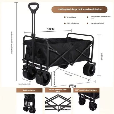 Logistics Machines Foldable Camping Cart with Four-Wheel Structure and Tear-Proof Fabric