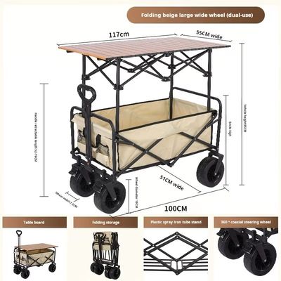 Logistics Machines Foldable Camping Cart with Four-Wheel Structure and Tear-Proof Fabric