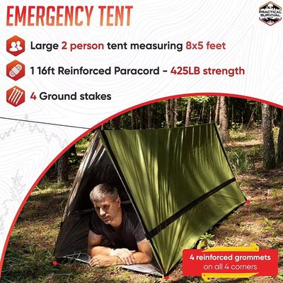 Emergency Survival Shelter Kit With Emergency Tent Sleeping Bag Blanket Poncho For Outdoor Camping