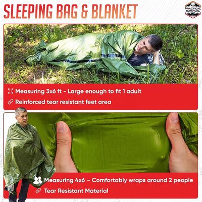Emergency Survival Shelter Kit With Emergency Tent Sleeping Bag Blanket Poncho For Outdoor Camping