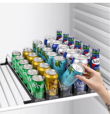 Soda Can Dispenser For Refrigerator , Roller Version Self-Sliding Drink Organizer For Fridge And Adjustable Width