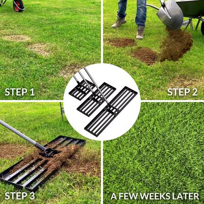 30*10in Large Size Manual Steel Lawn Leveller for Grass Organic Fertilizer Sand Spreader Leveling Garden Yard Turf maint