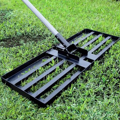 30*10in Large Size Manual Steel Lawn Leveller for Grass Organic Fertilizer Sand Spreader Leveling Garden Yard Turf maint