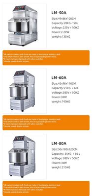 Baking Machine 30L Dough Kneader Industrial Bread Spiral Dough Mixer Dough Mixer With Stainless Steel