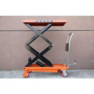 Handball Down 350kg 1.3m Double Scissors Manual Hydraulic Lifting Platform Mobile Manual Platform
