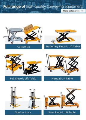 Handball Down 350kg 1.3m Double Scissors Manual Hydraulic Lifting Platform Mobile Manual Platform