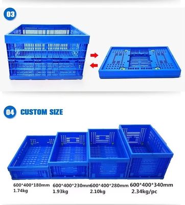 Plastic Turnover Basket Folded Stackable Storage Baskets For Harvest Fresh Food And Fruit Collapsible Crates