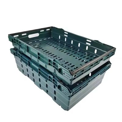 Large Heavy Duty HDPE Nestable Fruits And Vegetables Moving Plastic Crate With Steel Handle