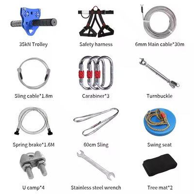 Adults And Children 6mm Outdoor Backyard Zip Line Kit Sports Safety Product