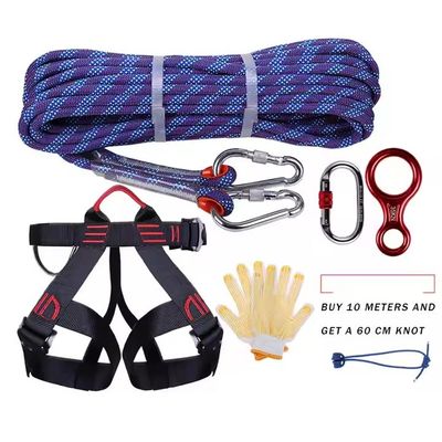 High-rise Escape Rescue Suit With Harness , Figure 8 Descender , Climbing Rope , Carabiner