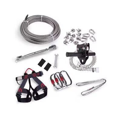 Custom 8mm*20m Luxury Park and Playground Zip Line Kits Spring Brake and Harness for Backyard with Stainless Steel