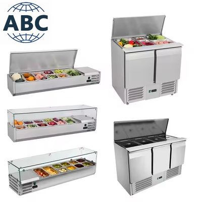 Commercial Restaurant Kitchen Refrigerator Equipment Stainless Steel Combined Upright Display Chiller Freezer