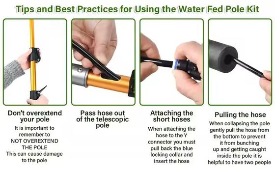 7.3 Meters Window Cleaning Equipment Aluminum Long Reach Water Fed Pole Solar Panel Cleaning Brush For Household