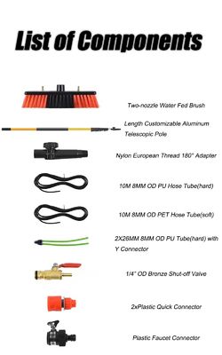 7.3 Meters Window Cleaning Equipment Aluminum Long Reach Water Fed Pole Solar Panel Cleaning Brush For Household